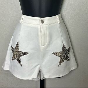 NWT Saints and Hearts White Suede like Shorts with Stars Size LG